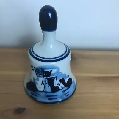 Buy Vintage Small Delft Blue Pottery Bell Windmill Scene 3  High Hand Painted • 5.75£