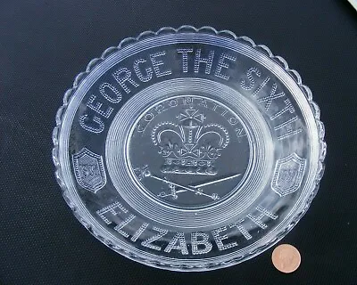 Buy Rare Pressed Glass George The Sixth 1937 Coronation Glass Plate/bowl Elizabeth • 11.99£