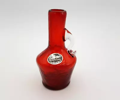 Buy Vintage Kanawha Red Crackle Glass Small Bud Vase Clear Handle Hand Blown 5  • 11.93£