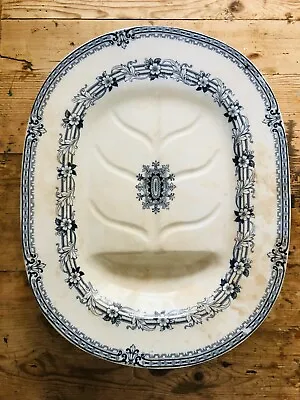 Buy Blue And White Platter, Brownfield Large Transferware Oval Tray, Meat Platter • 237.09£