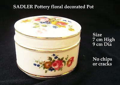 Buy James Sadler Pottery Round Trinket Pot With A Floral Transfer Print Lid • 4.99£