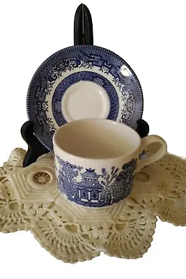 Buy Vintage Churchill Blue Willow Coffee Tea Cup & Saucer Fine English China England • 18.94£