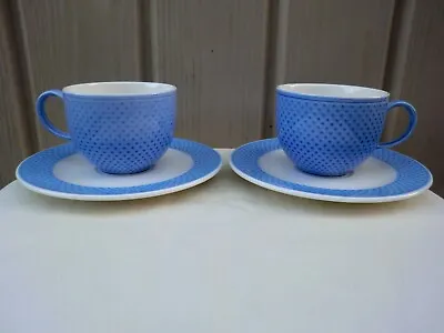 Buy Villeroy And Boch German Fine China 2 X Tipo Blue.com Coffee Cups & Saucers Vgc • 22£