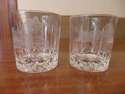 Buy 2 Vintage Edinburgh Crystal Whiskey Glasses - Scottish Castles -made In Scotland • 20£