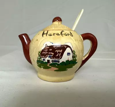 Buy Manor Ware Hereford Souvenir Condiment Teapot W/Lid And Tiny Spoon Ceramic 2.5 ! • 26.93£