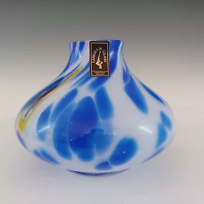Buy MARKED Langham Blue & White British Vintage Glass Vase • 35£