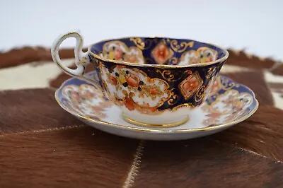 Buy Royal Albert Heirloom Cup & Saucer Footed Crown China Blue Gold Flowers • 19.95£