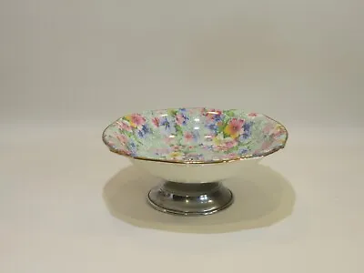 Buy Royal Winton Chintz Dish With Silver Toned Foot In 'marion' Pattern - C.1951 • 11£