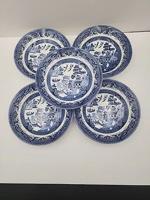 Buy Churchill England Blue Willow Coupe Soup/Cereal Bowls Set Of 5 -- 7 3/4  • 33.11£