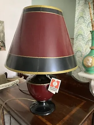 Buy Vintage Table Lamp Holkam Pottery Studio  Ceramic Empire Shade Painted 44cm • 22£