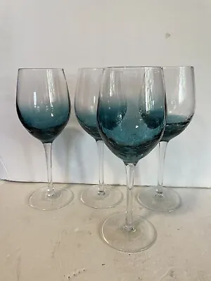 Buy Pier 1 Turquoise/Teal Crackle Glass Wine Glasses - Set Of 4 - MINT • 76.83£
