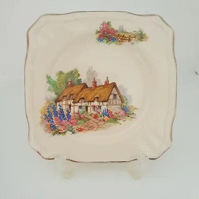 Buy Vintage Alfred Meakin Plate, Pretty Square Tea Plate, Hathaway Cottage Design • 5.49£
