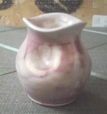 Buy Ewenny  Studio Pottery Wales Cream Pink Pinched Vase  3 Inch High • 18£