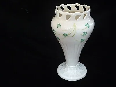 Buy Large Belleek Pierced / Reticulated Vase  Green Mark • 28£