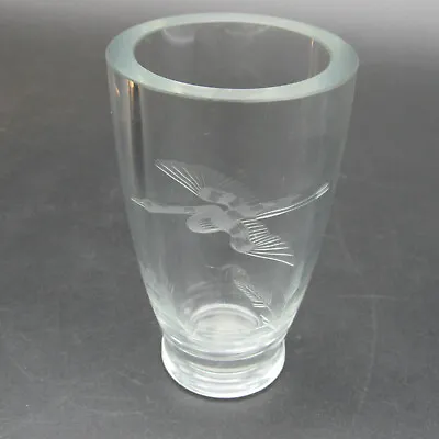 Buy Vintage Crystal Flower Vase, Cut Glass 4 1/4  High, Flying Heron, 1/4  Thick • 14.18£