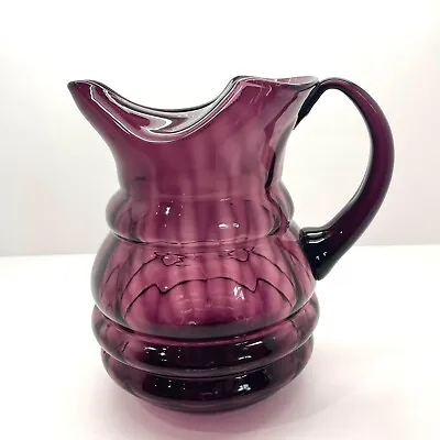 Buy Vintage Deep Amethyst Glass Pitcher  With Ice Lip Juice Water Pitcher Glassware • 37.94£