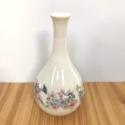 Buy Wedgwood Angela Bone China Bud Vase 13cm Blue Pink Floral And Butterfly Design • 7£