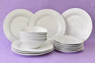 Buy 18 X Piece Portmeirion Sophie Conran White Ripple Porcelain Dinner Set  • 129.99£