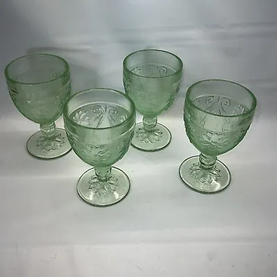 Buy Vintage A Tiara Exclusive Green Set Of 4 Glasses Cups 10308 NOS • 18.85£