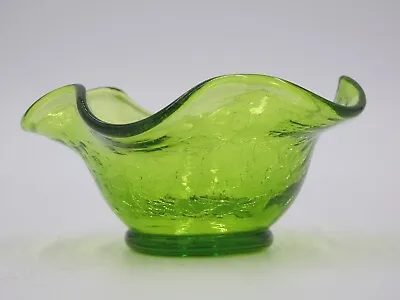 Buy KANAWHA Small Green Glass Dish Bowl Hand Crafted Glassware Fluted Edges Crackle • 8.37£