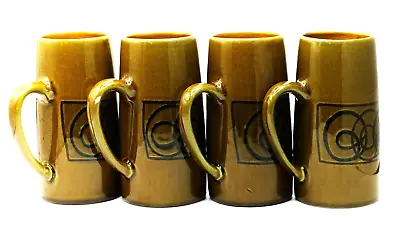 Buy Vintage 1960s Brixham Pottery Tall Conical Coffee Mugs Set Of 4 • 29.95£