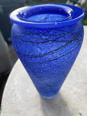 Buy Blue Lead Crystal Glass Vase Cobalt Blue Hand Made • 65£