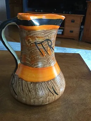 Buy Myott Son & Co Hand Painted Pinched Neck Pitcher Jug Orange Brown • 50.16£