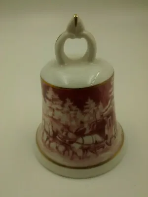 Buy Kaiser Porcelain Bell Winter Snow Horse Carriage Woods West Germany Pink Gold • 9.59£