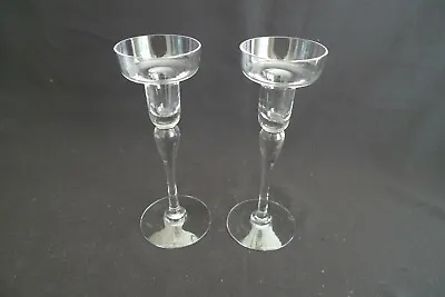 Buy Wedgwood Clear Glass Crystal Set Of (2) Taper Stemmed Candlestick Holders • 46.31£