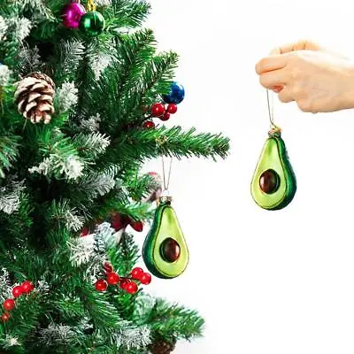 Buy Avocado Glass Christmas Tree Ornament Green Avocado Hanging Baubles✨ Fruit S1C5 • 4.09£