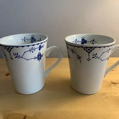 Buy 2 X Furnivals Blue Denmark Fluted Mugs - Excellent • 10£