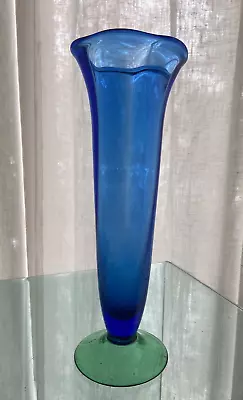 Buy ORREFORS Blue Glass Fluted Tall Vase- Louise By Erika Lagerbielke • 28.46£