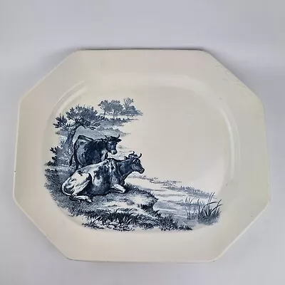 Buy Antique 19th Century Wedgwood Rustic Creamware Platter Printed Cow Scene 47cm • 179£
