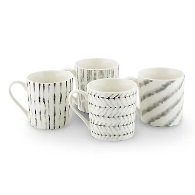Buy Tower Sketch Mugs, Fine China, 420ML Capacity, Set Of 4, White And Grey T874004 • 19.99£