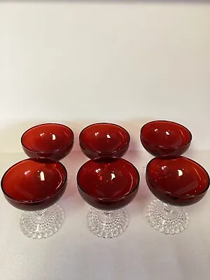 Buy VTG 6 Anchor Hocking Ruby Betwick Boogie Champagne Coupe Sherbet Dessert Glass • 32.26£