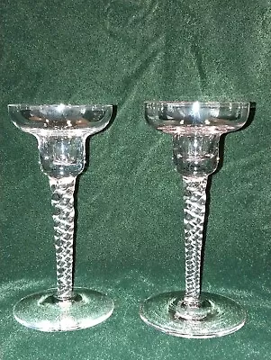 Buy Vintage 1970s Wedgewood Glass Candlestick Holders Pair, Clear Fish Pattern Stem • 30£