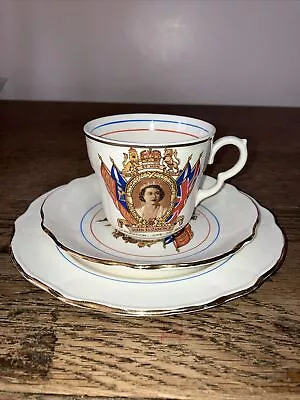 Buy Vintage Washington Pottery Hanley Queen Elizabeth II Coronation Cup & Saucer Set • 10£