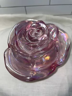 Buy Fenton Glass Pink Iridescent Rose Shaped Covered Bowl/Dish ~ Mother’s Day Gift! • 42.63£