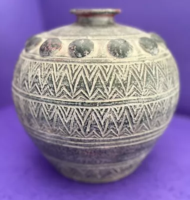 Buy Large Old Heavy Rustic Tribal Pottery Clay Vase 9” SALE! • 43.33£