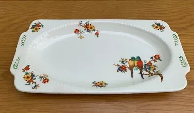 Buy Art Deco Staffordshire Knot Pottery Sandwich Serving Plate Parrots Flowers • 12£