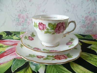 Buy Vintage Royal Vale English China Trio Tea Cup Saucer Plate Pink Roses • 6£