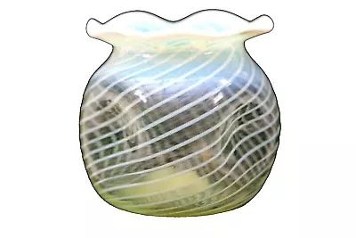 Buy Vaseline Glass Vase Dimple Victorian Swirl Inlay Circa 1890 • 60£