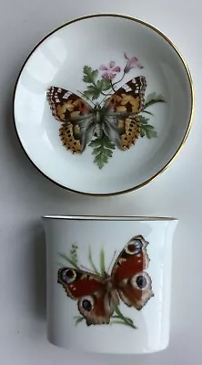Buy Vintage Royal Worcester Pin Dish + Pot - Butterflies - 1982 - Excellent Order • 4£