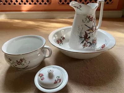 Buy Vintage Hand-painted Bathroom Wash Jug, Bowl, Soap Dish And Potty Collection  • 65£