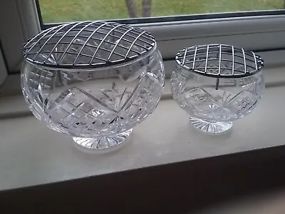 Buy 2 Cut Crystal Glass Rose Bowls Matching Pattern Unknown Maker 1 Small, 1 Medium • 30£