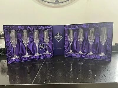 Buy Edinburgh Crystal Glasses 8 Kelso Champagne Flutes Never Been Used Original Box • 100£