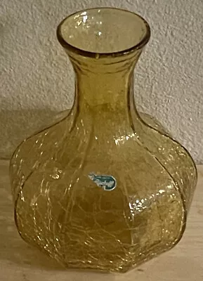 Buy MCM Vintage Bischoff Glass Amber Gold Crackle Jug Bottle Vase • 75.60£