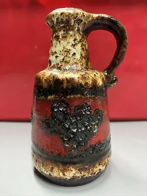 Buy Vintage Bay Keramic West Germany 631 17 Red/Brown Fat Lava Handled Vase • 28.99£
