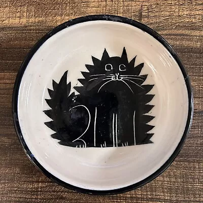 Buy Karen Donleavy Art Pottery Bowl Trinket Dish Black Cat By Signed KD • 28.44£