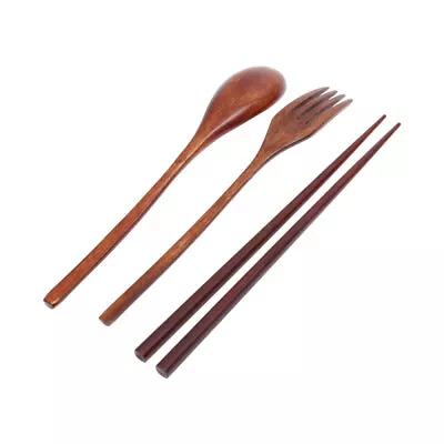 Buy  Wooden Fork Spoon Chopsticks Flatware Tableware Japanese Travel Student Child • 5.75£